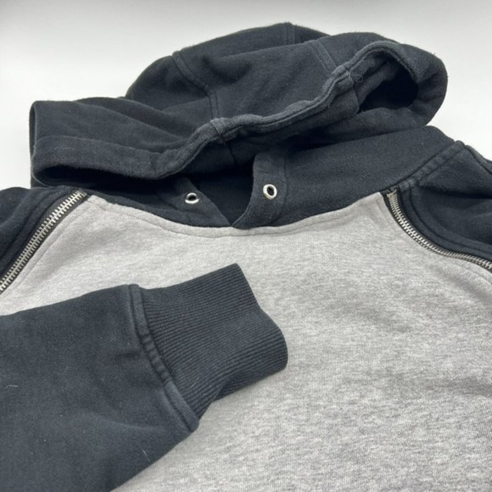 Tackma‎ Mens Grey Black Hoodie Long Sleeve Size Medium